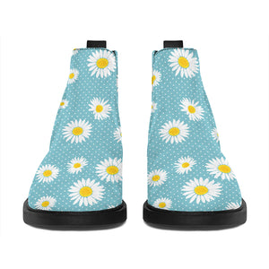 Polka Dot Daisy Flower Pattern Print Flat Ankle Boots