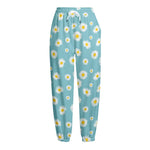 Polka Dot Daisy Flower Pattern Print Fleece Lined Knit Pants