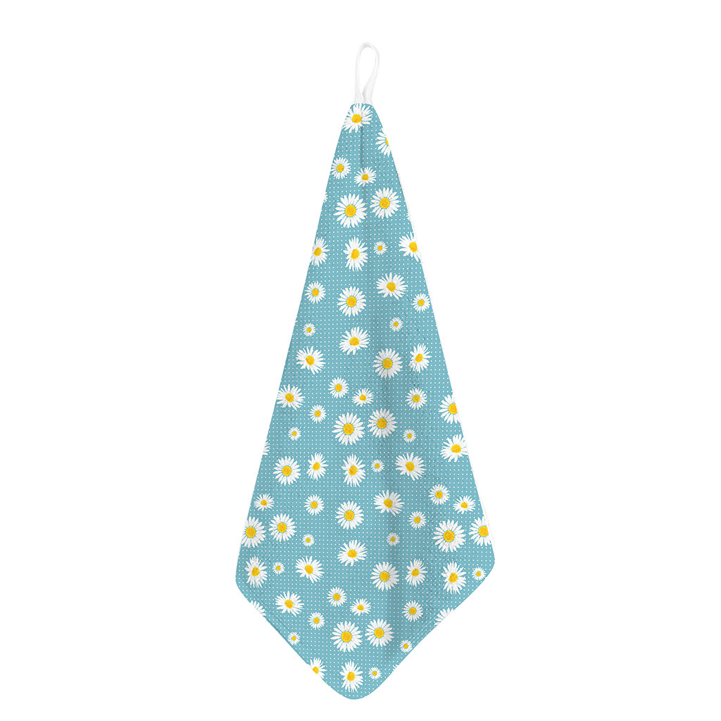 Polka Dot Daisy Flower Pattern Print Hand Towel