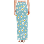 Polka Dot Daisy Flower Pattern Print High Slit Maxi Skirt