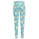 Polka Dot Daisy Flower Pattern Print High-Waisted Pocket Leggings