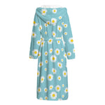 Polka Dot Daisy Flower Pattern Print Hooded Bathrobe