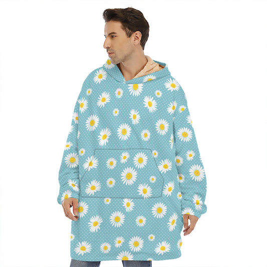 Polka Dot Daisy Flower Pattern Print Hoodie Blanket