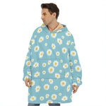 Polka Dot Daisy Flower Pattern Print Hoodie Blanket