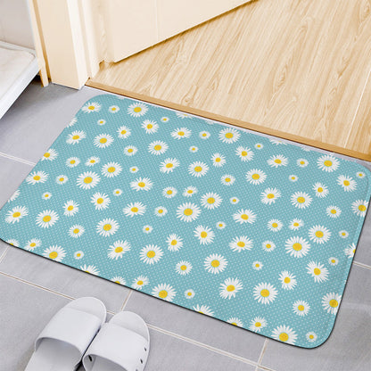 Polka Dot Daisy Flower Pattern Print Indoor Door Mat