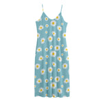 Polka Dot Daisy Flower Pattern Print Jersey Midi Cami Dress
