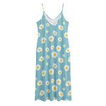 Polka Dot Daisy Flower Pattern Print Jersey Midi Cami Dress