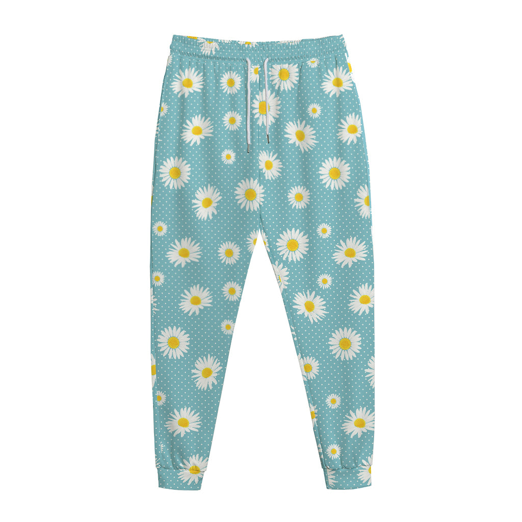 Polka Dot Daisy Flower Pattern Print Jogger Pants