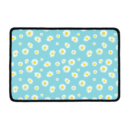 Polka Dot Daisy Flower Pattern Print Kitchen Mat