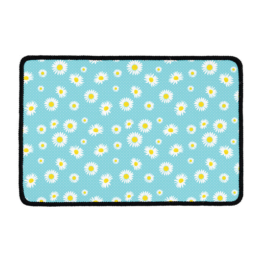 Polka Dot Daisy Flower Pattern Print Kitchen Mat