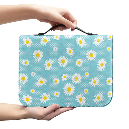 Polka Dot Daisy Flower Pattern Print Leather Bible Cover