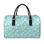 Polka Dot Daisy Flower Pattern Print Leather Duffle Bag
