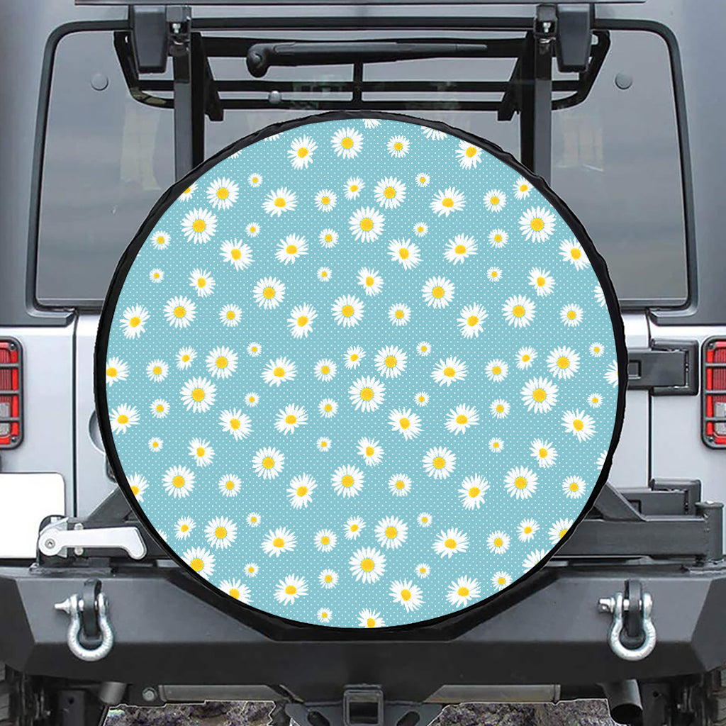 Polka Dot Daisy Flower Pattern Print Leather Spare Tire Cover