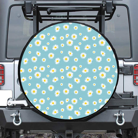 Polka Dot Daisy Flower Pattern Print Leather Spare Tire Cover