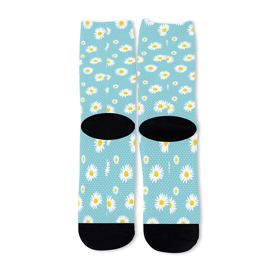 Polka Dot Daisy Flower Pattern Print Long Socks