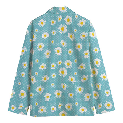 Polka Dot Daisy Flower Pattern Print Men's Blazer
