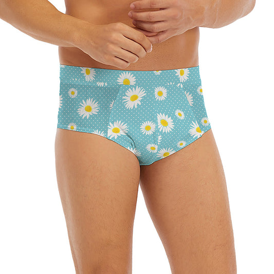 Polka Dot Daisy Flower Pattern Print Men's Briefs