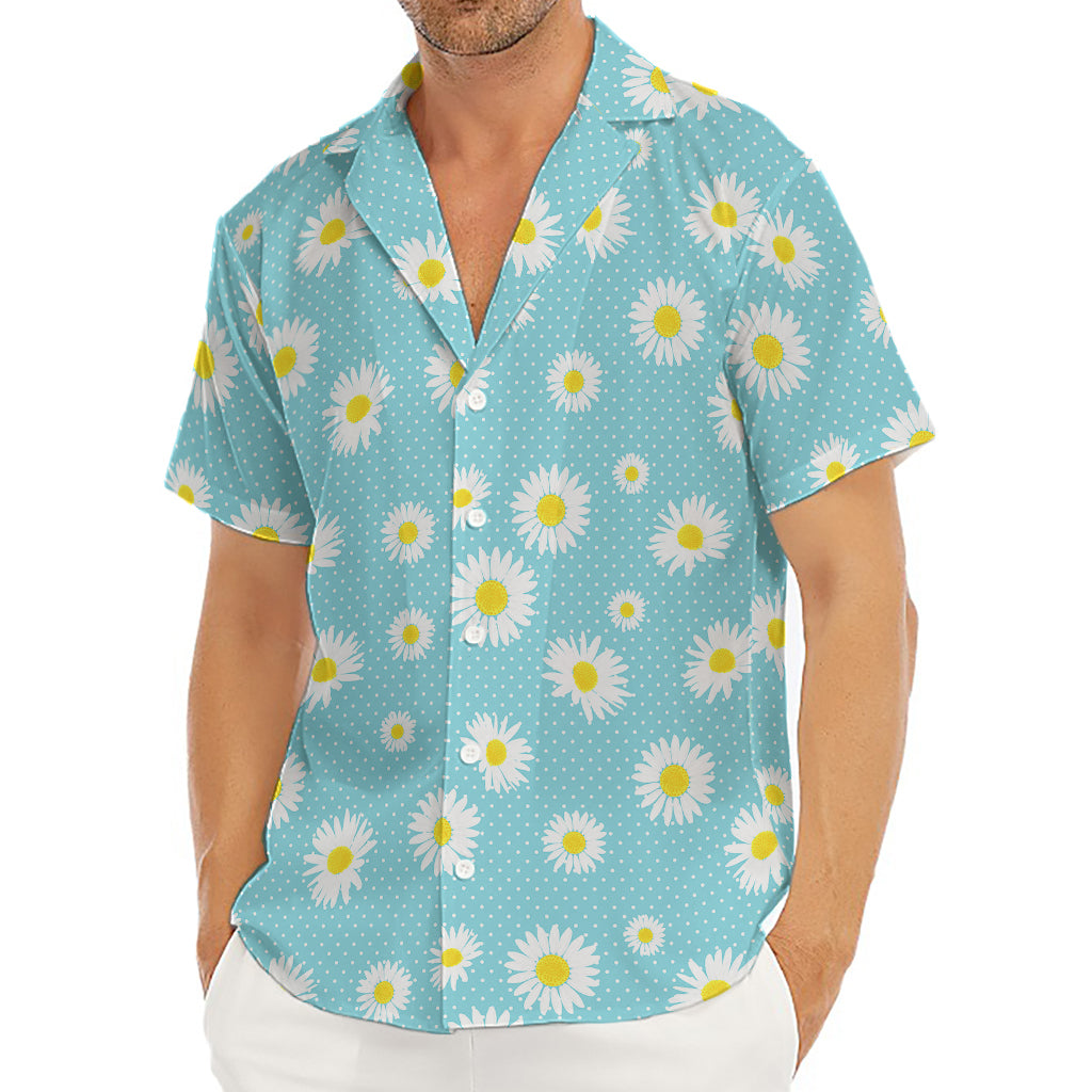 Polka Dot Daisy Flower Pattern Print Men's Deep V-Neck Shirt