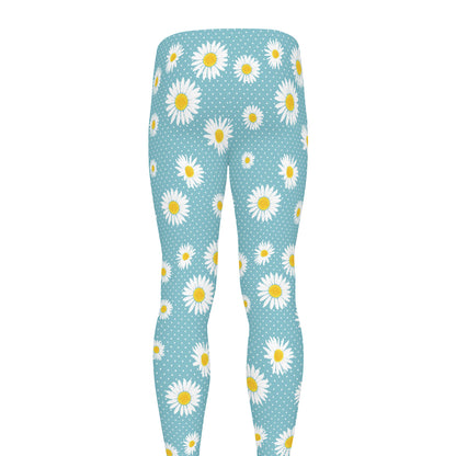 Polka Dot Daisy Flower Pattern Print Men's leggings