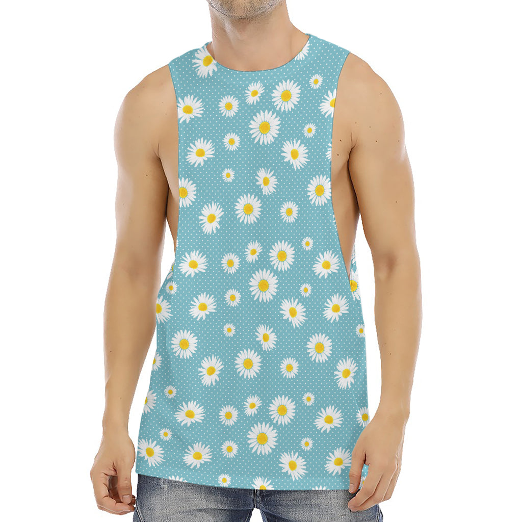 Polka Dot Daisy Flower Pattern Print Men's Muscle Tank Top