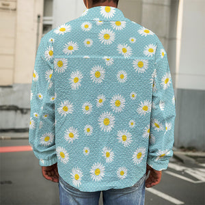 Polka Dot Daisy Flower Pattern Print Men's Shirt Jacket