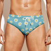 Polka Dot Daisy Flower Pattern Print Men's Swim Briefs