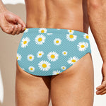 Polka Dot Daisy Flower Pattern Print Men's Swim Briefs