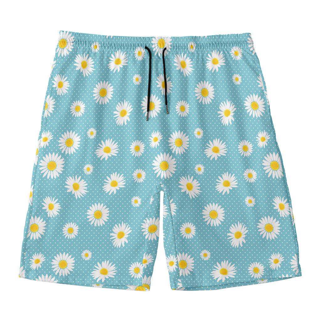 Polka Dot Daisy Flower Pattern Print Men's Swim Trunks