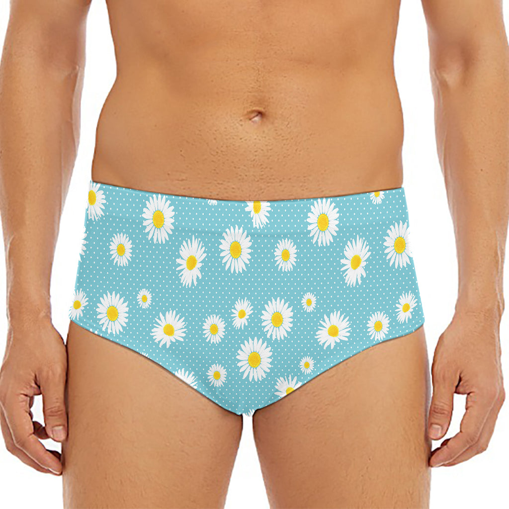 Polka Dot Daisy Flower Pattern Print Men's Triangle Swim Briefs