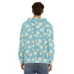 Polka Dot Daisy Flower Pattern Print Men's Velvet Pullover Hoodie