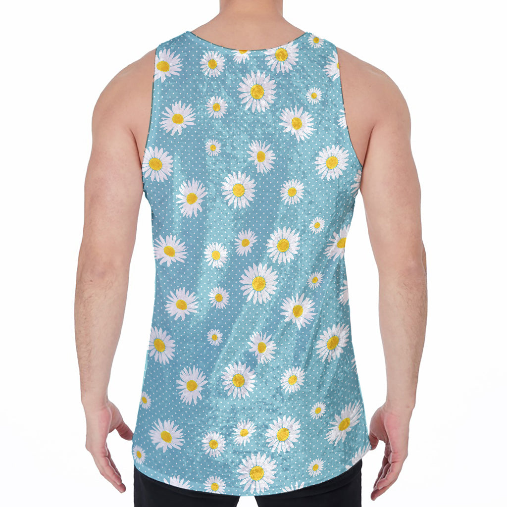 Polka Dot Daisy Flower Pattern Print Men's Velvet Tank Top