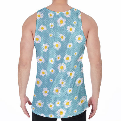 Polka Dot Daisy Flower Pattern Print Men's Velvet Tank Top