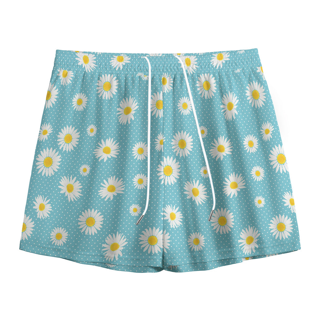 Polka Dot Daisy Flower Pattern Print Mesh Shorts