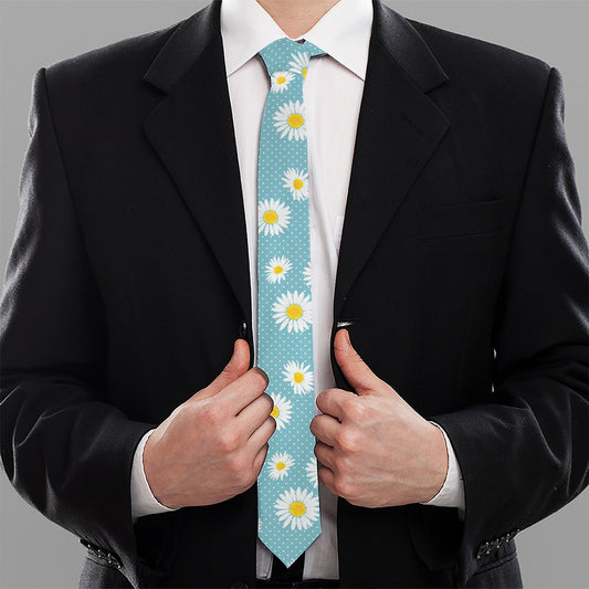 Polka Dot Daisy Flower Pattern Print Necktie