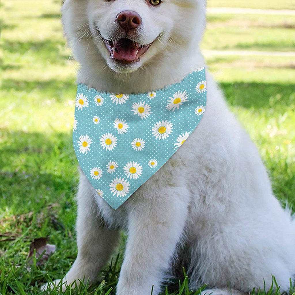 Polka Dot Daisy Flower Pattern Print Over The Collar Dog Bandana