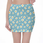 Polka Dot Daisy Flower Pattern Print Pencil Mini Skirt