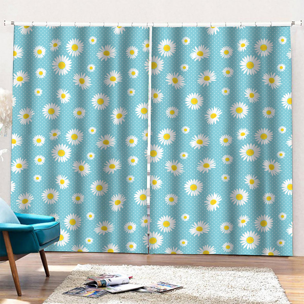 Polka Dot Daisy Flower Pattern Print Pencil Pleat Curtains