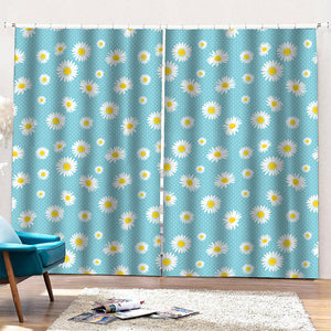 Polka Dot Daisy Flower Pattern Print Pencil Pleat Curtains