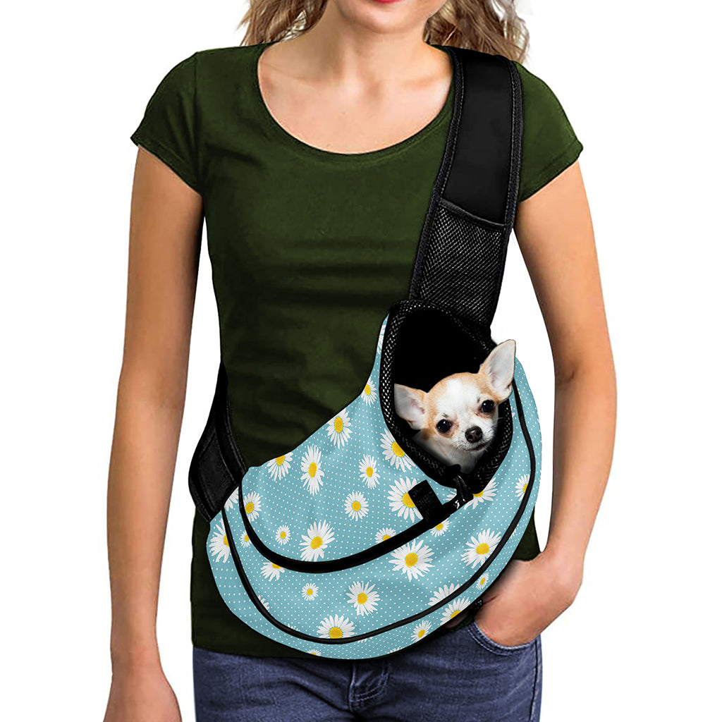 Polka Dot Daisy Flower Pattern Print Pet Sling Carrier