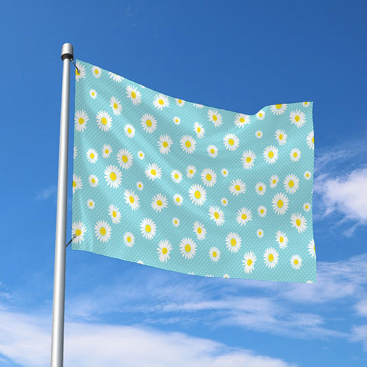 Polka Dot Daisy Flower Pattern Print Polyester Flag