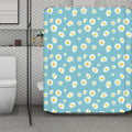Polka Dot Daisy Flower Pattern Print Polyester Shower Curtain