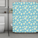 Polka Dot Daisy Flower Pattern Print Polyester Shower Curtain