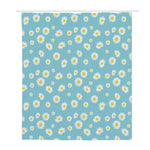 Polka Dot Daisy Flower Pattern Print Polyester Shower Curtain