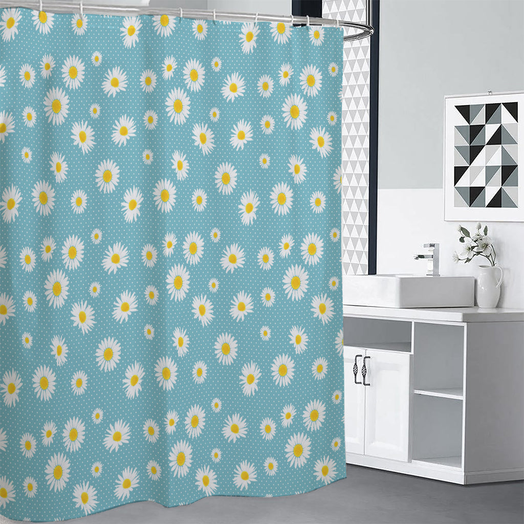 Polka Dot Daisy Flower Pattern Print Premium Shower Curtain