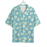 Polka Dot Daisy Flower Pattern Print Rayon Hawaiian Shirt