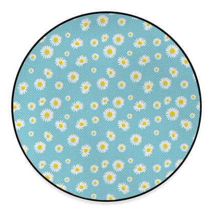 Polka Dot Daisy Flower Pattern Print Round Floor Mat
