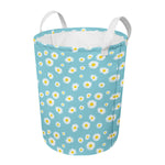 Polka Dot Daisy Flower Pattern Print Round Laundry Basket