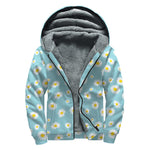 Polka Dot Daisy Flower Pattern Print Sherpa Lined Zip Up Hoodie