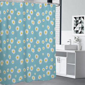 Polka Dot Daisy Flower Pattern Print Shower Curtain