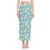 Polka Dot Daisy Flower Pattern Print Side Slit Maxi Skirt